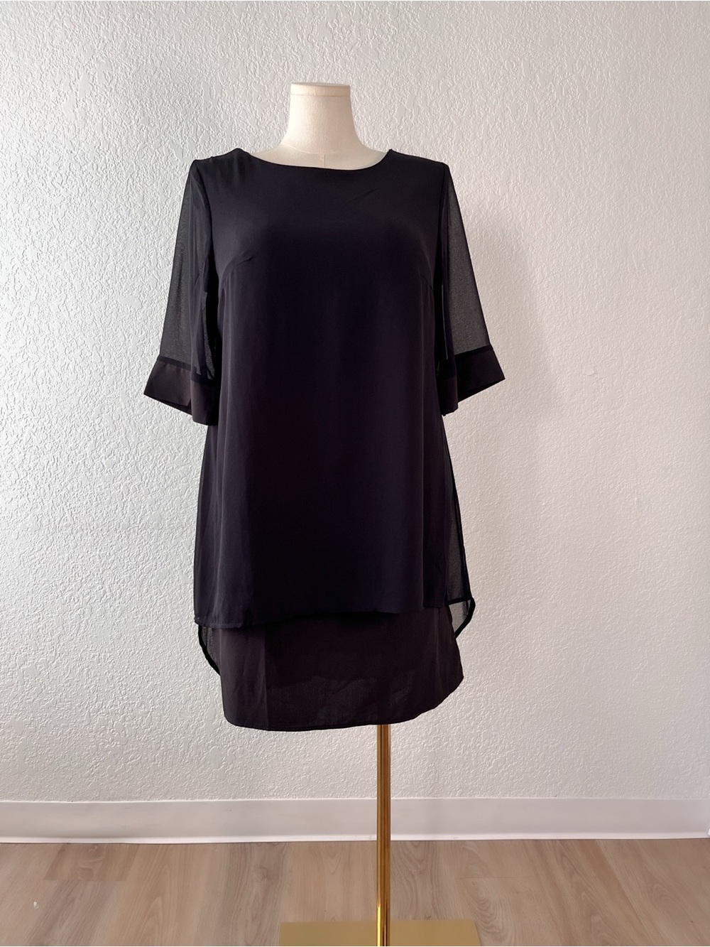SHEIN Black Layered Chiffon Shift Dress